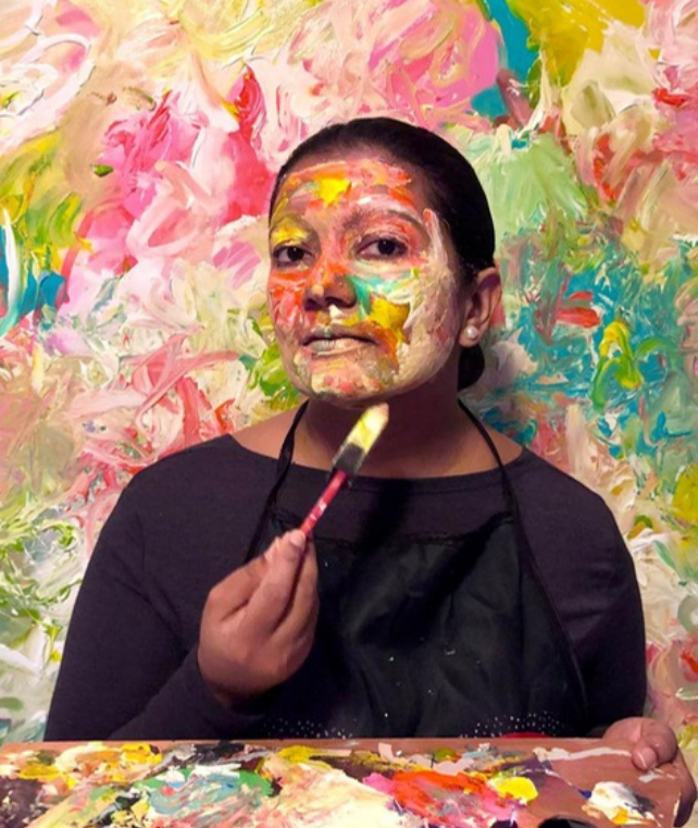 The artist at work in the studio